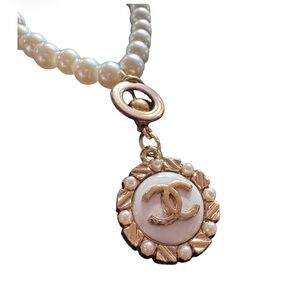 Gold and Ivory Chanel Pearl Pendant Necklace